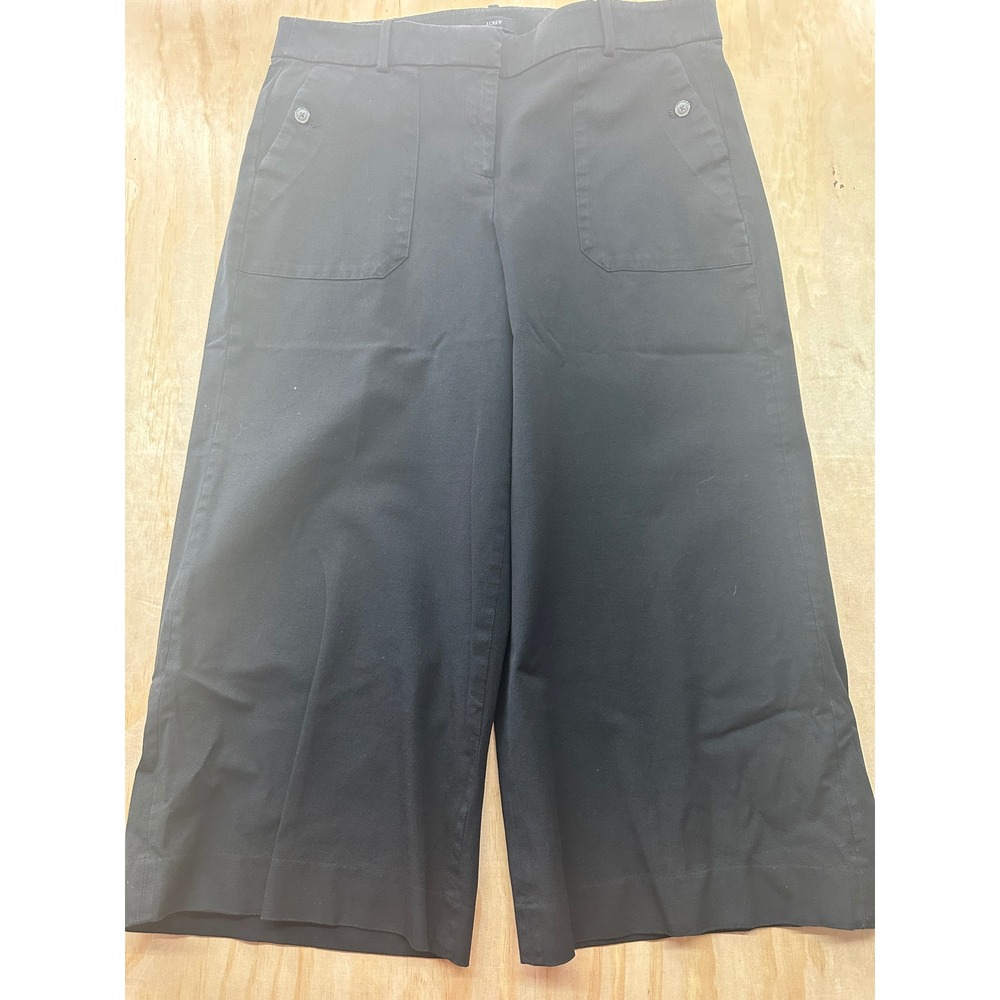 J.Crew Sydney wide leg Black Wide Leg Cropped Pants Culotte Sz 16 Stretch Cotton